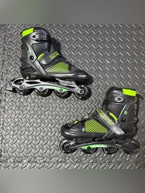 Mongoose Inline Skates Rollerblades Adjustable Black Green Unisex Youth Size 5-8